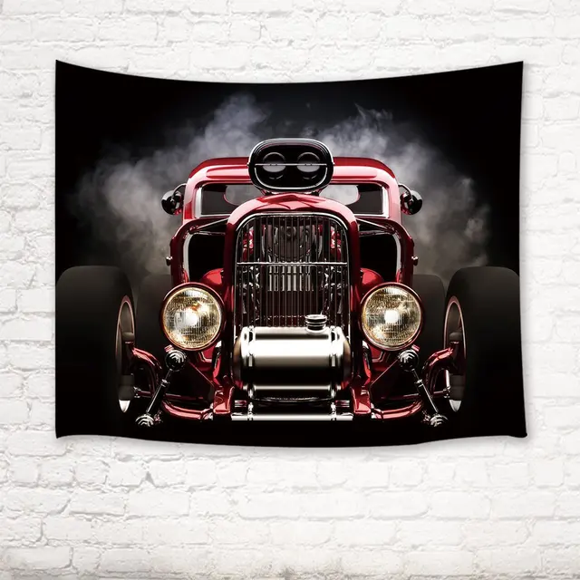 Classic Cars Decor Tapestry Vintage American Hot Rod Roadster with