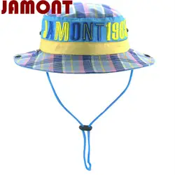 [Jamont] хлопок вышивка дети Солнца шляпа в клетку летняя пляжная шляпа широкополая ведро рыбалка Чепчик для девочки мальчик Панама