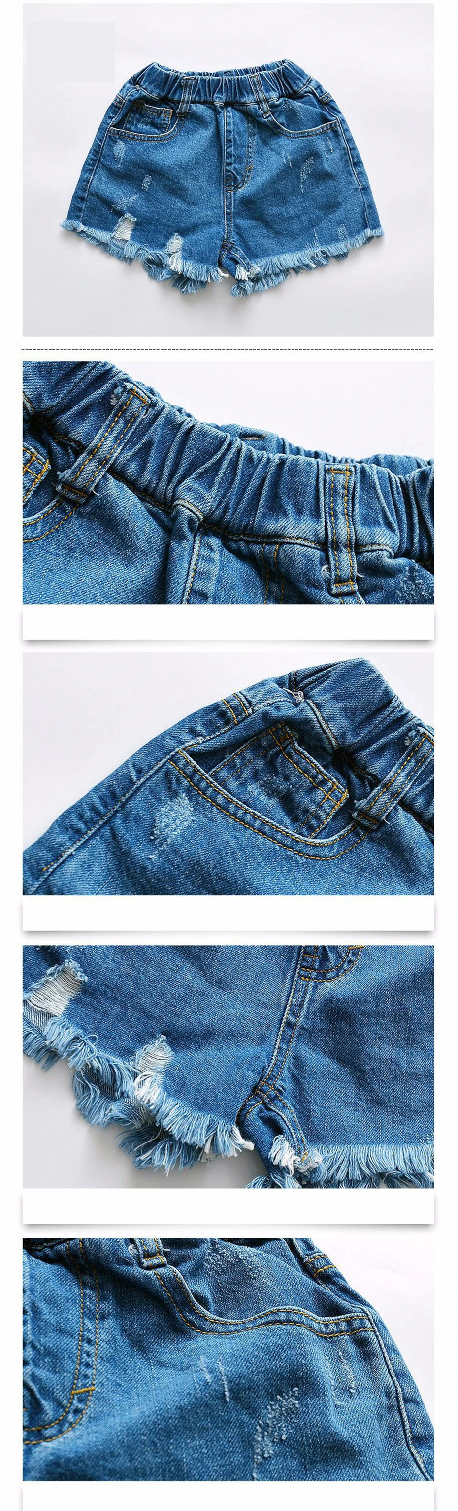 Летние джинсы для девочек, летние джинсовые короткие штаны, детские штаны, детская одежда, повседневные штаны для подростков 6, 8, 10, 12, 13, 14 лет