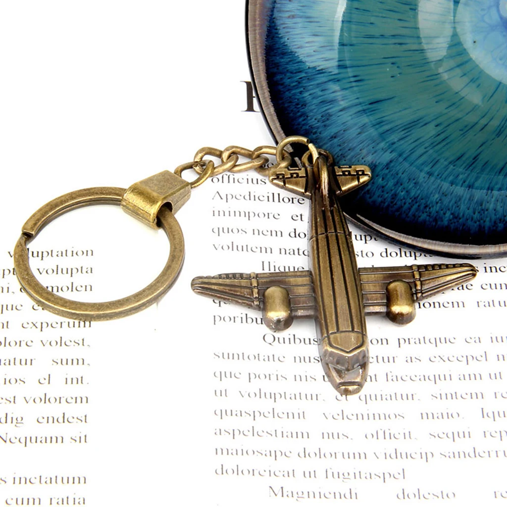 Fashion Airplane Charms Keyring Antique Bronze Aircraft Pendant Keychain Decor Accessories Ornament Jewelry