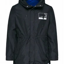 SEMIR мужская длинная куртка с капюшоном с аппликацией, мужская куртка на молнии с эластичным поясом, мужская куртка с капюшоном, ветровка на подкладке