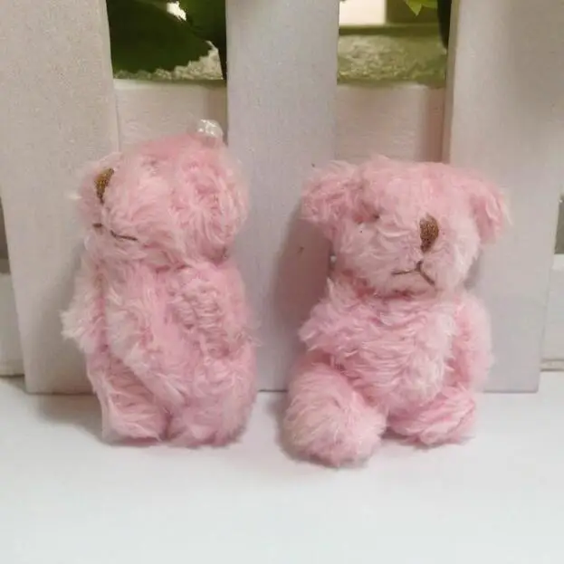 10 шт./компл. плюшевый маленький мишка для брелок 4,5 см маленький бархат мишка кукла ручной работы DIY одежды производить украшения - Цвет: pink