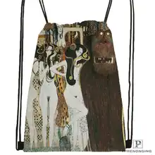 Custom Gustav_Klimt@ 1 рюкзак на шнурке, сумка, милый рюкзак для детей, ранец(черная спинка) 31x40 см#20180611-02-98