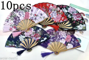 

WHOLESALE 10pcs Mix Design Pattern Chinese Handcraft folding Bamboo Flower Fan