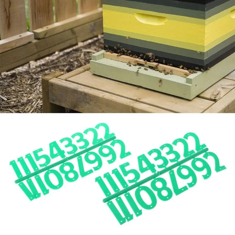 

2Pcs Plastic Beehive Digital Number Apiculture Bee Box Sign Frame Beekeeping Equipment Tool Beekeeping Marking Board Green C42