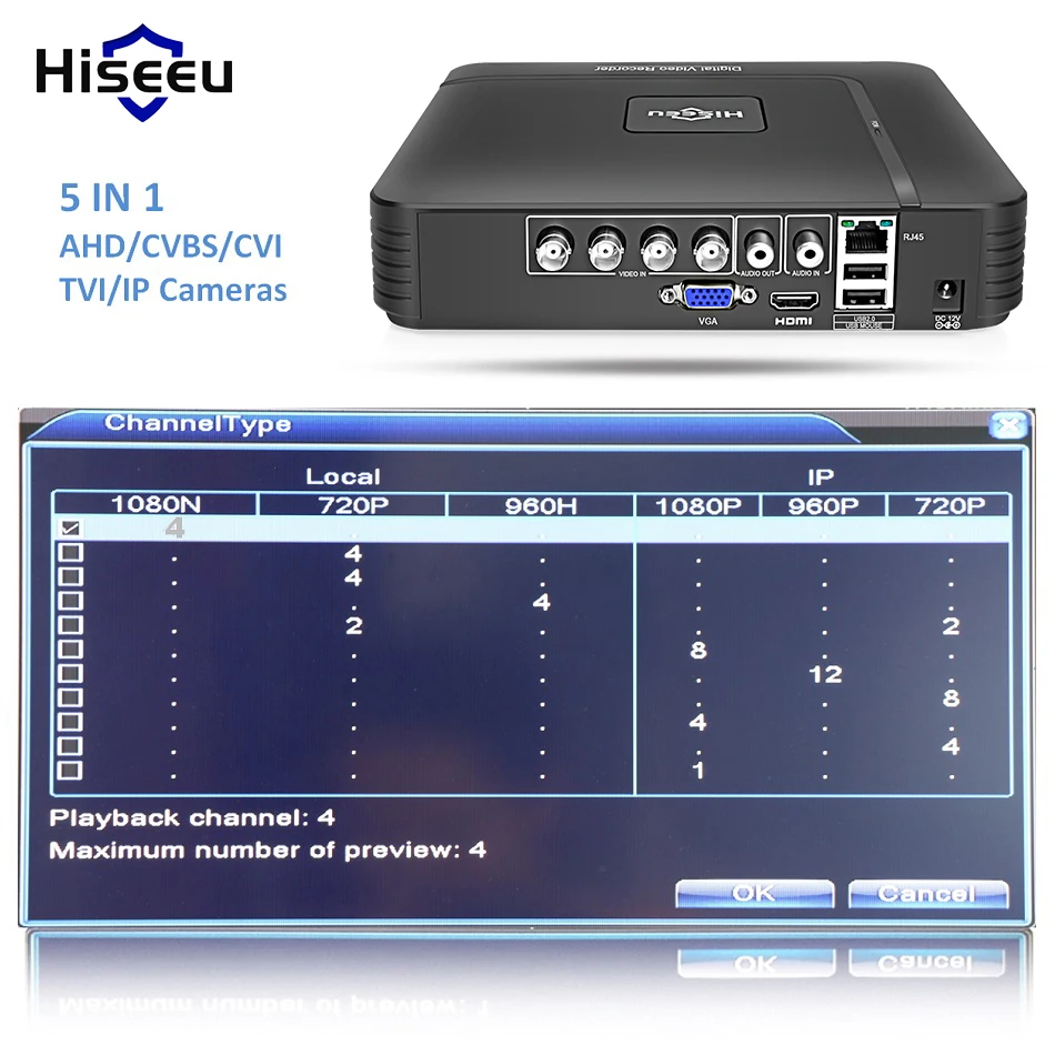  AHD 1080N 4CH 8CH CCTV DVR Mini DVR 5IN1 For CCTV Kit VGA HDMI Security System Mini NVR For 1080P I - 32594746958
