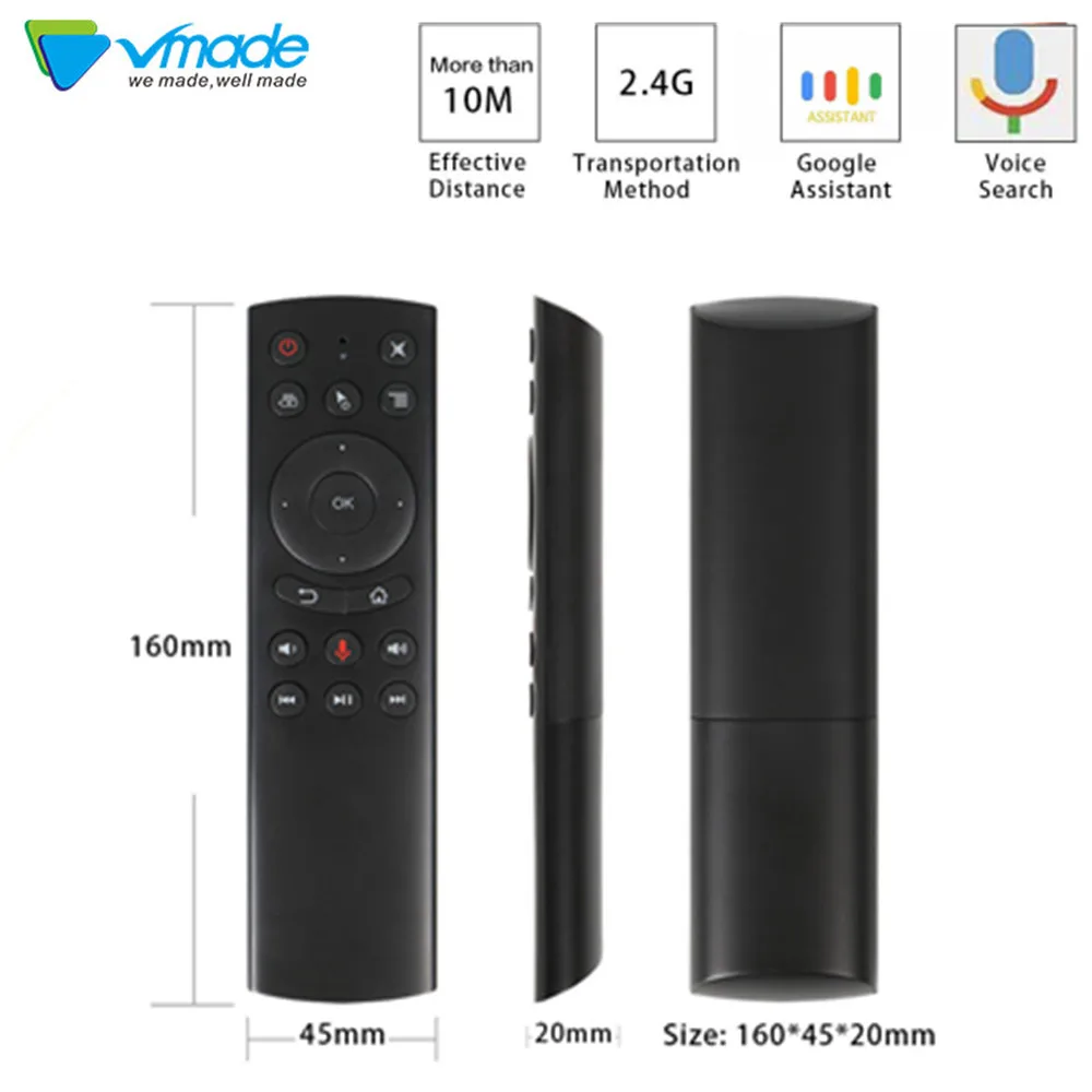 

Vmade Voice control air mouse with voice microphone 2.4G wireless remote control support voice search For Smart tv/Android Box