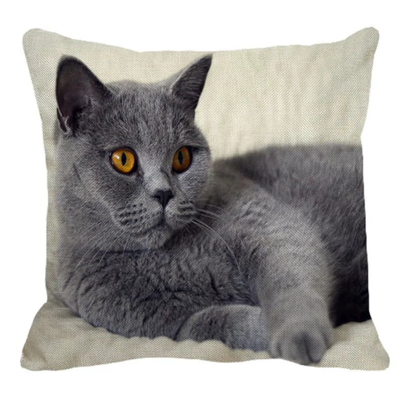 Милые британская кошка льняная наволочка диван декоративная наволочка с животным узором квадратная Наволочка на подушку размером 45*45 см
