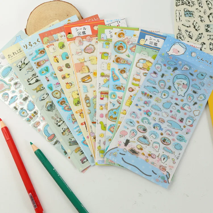 

Corner bio corner creatures lazy bear hand sticker cartoon diary mobile phone DIY stickers decorative seal stickers WJ01