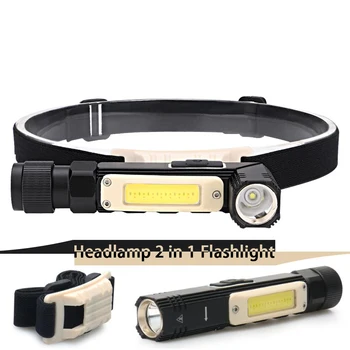 

Multifunction led headlamp XP-G3 COB Build-in battery USB rechargeable head torch flashlight with magnet for camping garage tool