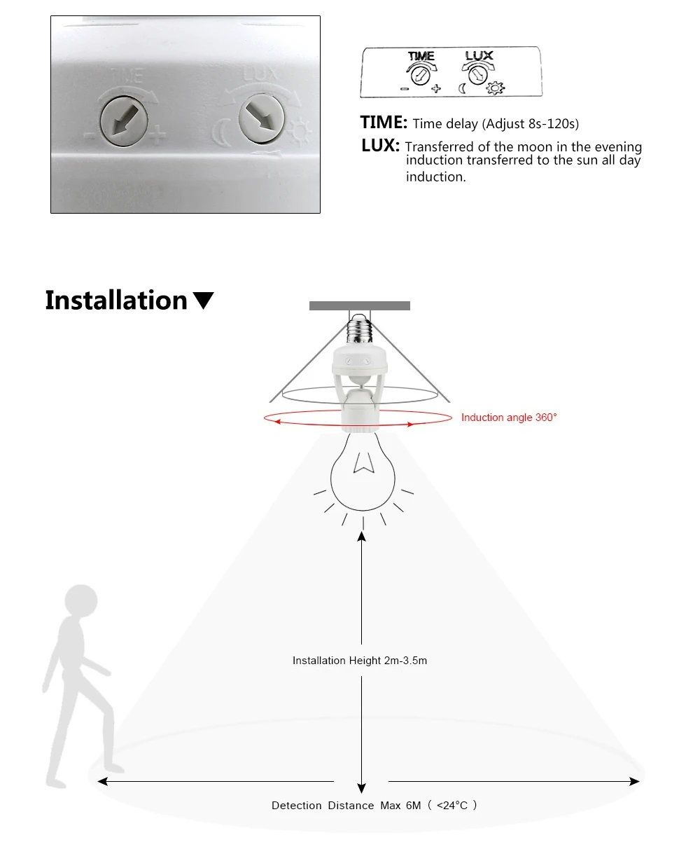 E27 лампа база радар микроволновая печь/PIR человеческого тела инфракрасный датчик движения E27 лампа держатель переключатель