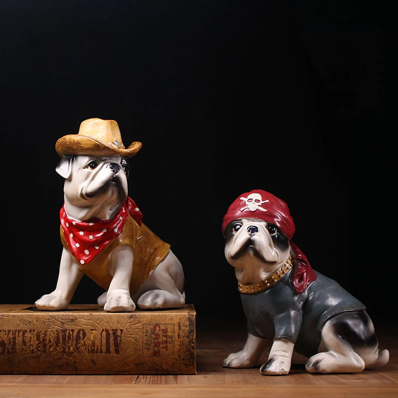Beste Creative Red Bulldog Sculptuur Dier Standbeelden Woondecoratie Hond Ambachten Thuis Kantoor Woonkamer Decoratie Relatiegeschenken