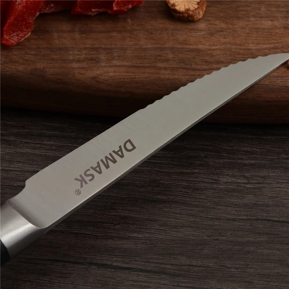 DAMASK японский набор ножей для повара 3Cr13mov лезвие из нержавеющей стали ножи Фрукты Утилита сантоку хлеб Kitcken нож кухонные инструменты