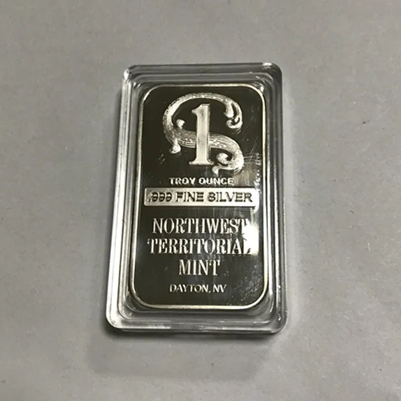 Top 100 pcs Non Magnetic Northwest TERRITORIAL mint coin brass core 1 OZ silver plated ingot badge 50 mm x 28 mm home decoration bar 7