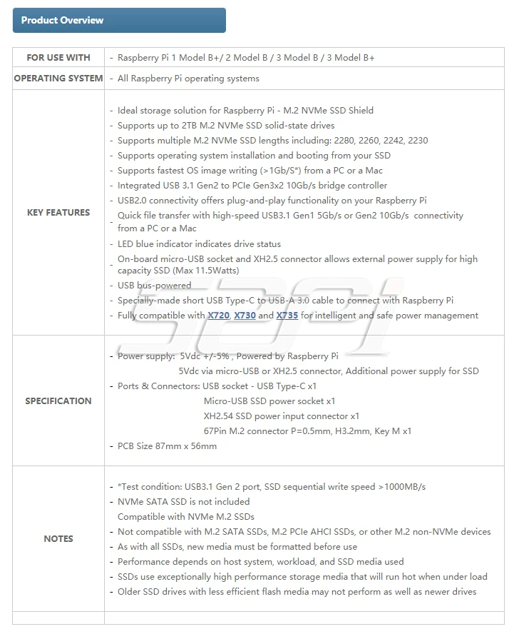 52Pi X870 M.2 NVMe SSD Расширительная плата щитка 2280/2260/2242/2230 для Raspberry Pi 1 Модель B+/2/3/3+/4 B ROCK64 Banana Pi