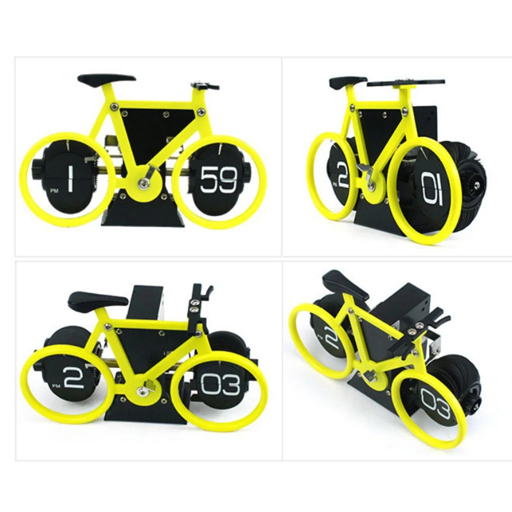 Modern Page Turning Bicycle Desk Clock Decoration Office Shelf Clock Home Decorative Artwork Tabletop Decor For Kids Children 