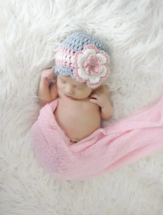 baby girl crochet hats with flowers