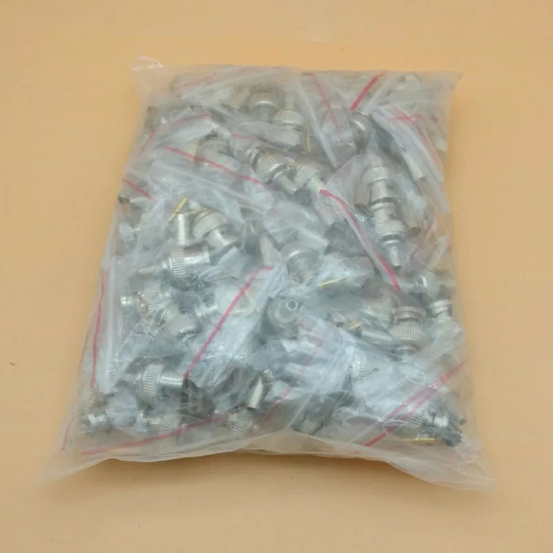 NOVOXY 100PCS/Lot BNC male crimp plug for 75-4 RG59 coaxial cable, RG59 BNC Connector 3-piece crimp connector plugs RG59
