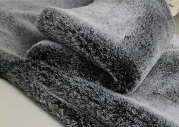 Высококачественная ткань из искусственного меха, 160x50 см, 1 шт., 8 цветов, мягкий кроличий мех, искусственный мех, ткань для шитья одежды, воротник, одежда из меха - Цвет: black grey