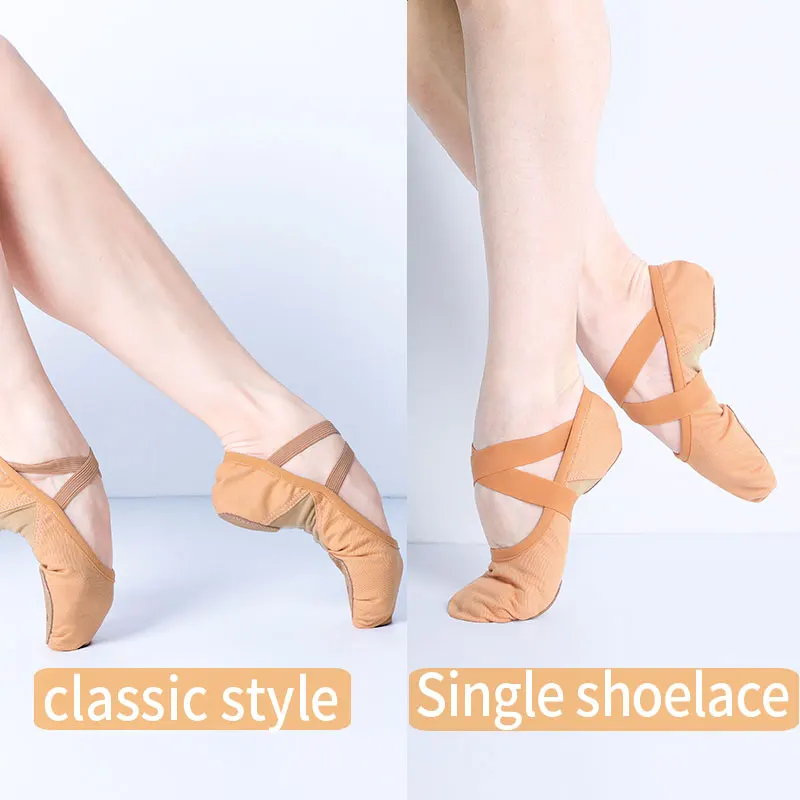 Dance Shoes Ballet Shoes Dance Shoe Dancing Slippers Ballet Flats Single Shoelace Stretch Fabric Women Elastic Dance Shoes