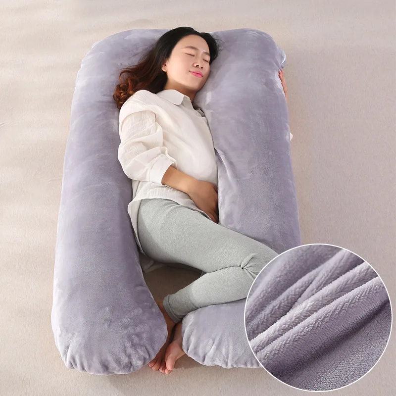 

Flannel Pregnant Pillow U shape long body airplane pillow pregnancy bed pillow back cushion for back pain dropshipping