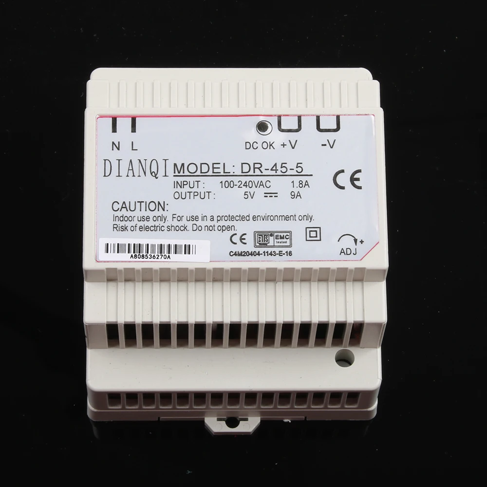 DIANQI din-рейку Один выход импульсный источник питания DR-45w 5 в 12 В 15 в 24 В suply ac dc преобразователь для светодиодной ленты другие DR-45-5