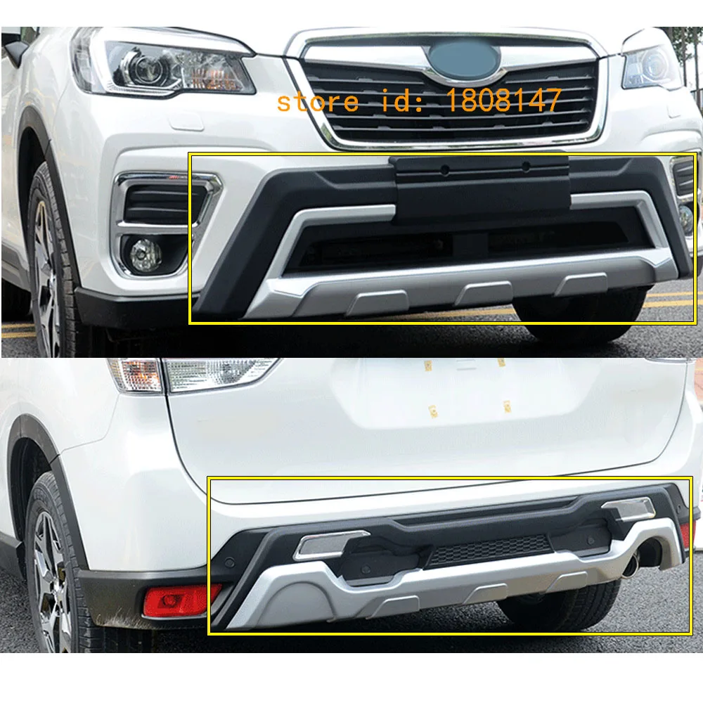 

for Subaru Forester 2018 2019 car ABS Plastic front+rear back Bumper tailgate pedal Strip trim plate lamp threshold 2pcs