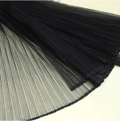 black 150 см ширина плиссированная мятая сетчатая ткань модное перспективное свадебное платье мятая Тюль сетчатая ткань для органной юбки D696 - Цвет: black