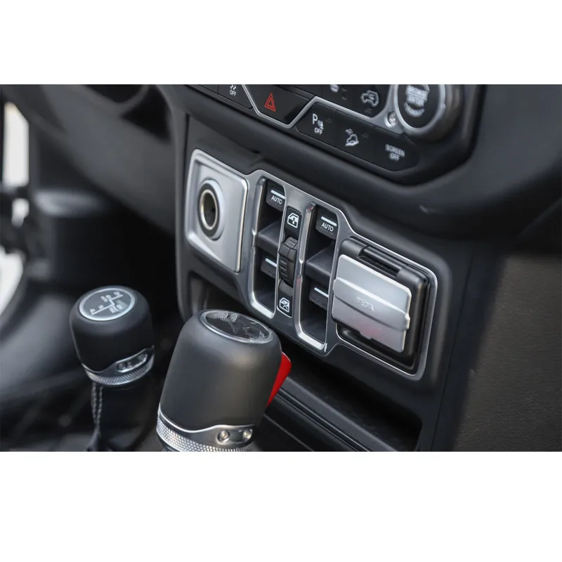 Ajuste para Jeep Wrangler JL 2018 up mechero de coche y Puerto USB Decoración bisel adornado piezas interiores accesorios de coche Ajuste para Jeep Wrangler JL 2018 up mechero de coche y Puerto USB Decoración bisel adornado piezas interiores accesorios de coche