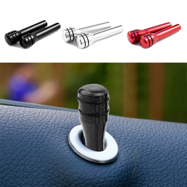2 Pcs Automobiles Car Door Pin Lock Knob Lift Covers Aluminum Alloy for