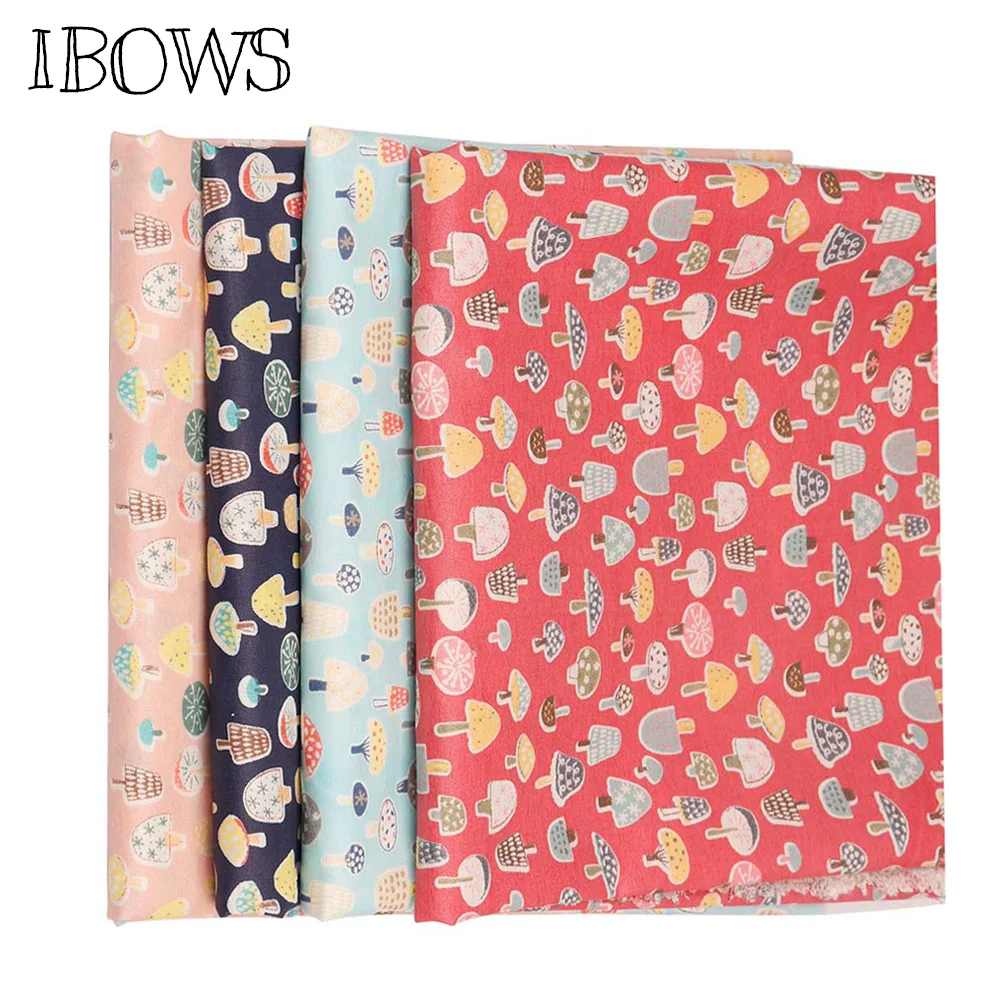 

45cm*150cm Cute Mushroom Printed Fabric Sewing Quilting Fabrics for Patchwork Needlework DIY Handmade Accessories