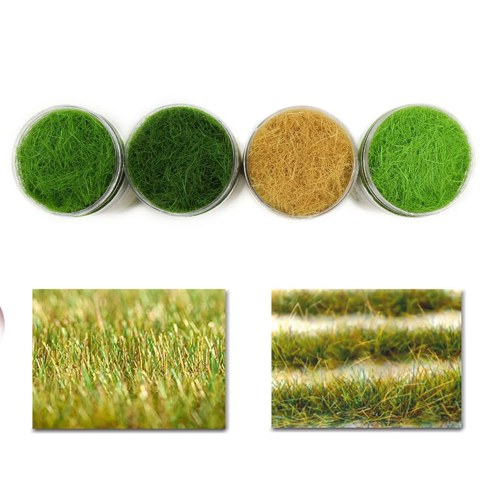 

4 bottles 35g 12mm Static Grass Powder Mixed Colors Green Grass Powder Flock for Grass Mat Model Railway Layout CFA4