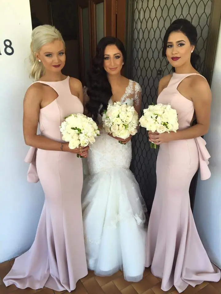Пыльное розовое платье подружки невесты в стиле русалки длиной до пола Vestidos De Dama De Honor Mujer сексуальное платье с открытой спиной для подружки невесты