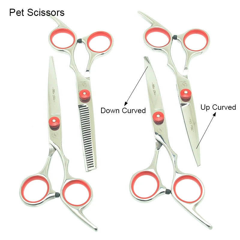 

6.0" Professional Grooming Scissors for Pets Stainless Steel Dog Shears Straight&Thinning&Curved Scissors Dog Supplies HB0004