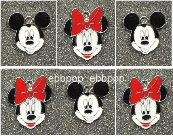 

New 20pcs cartoon Mickey minnie head Enamel Metal Charm Pendants DIY Jewelry Making Mobile Phone Accessories M01