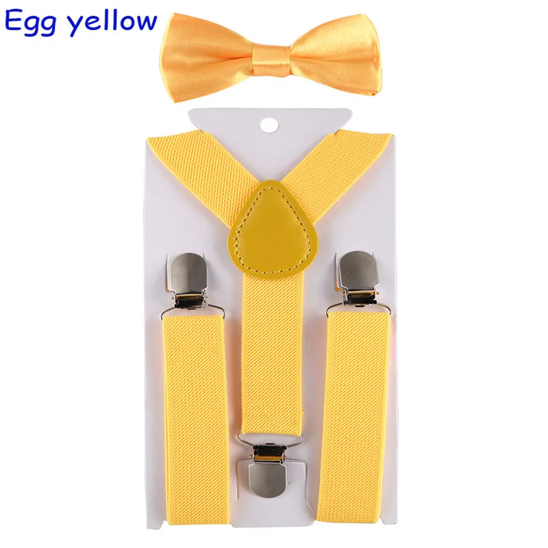 Детские регулируемые эластичные подтяжки с галстуком-бабочкой, ДЕТСКИЕ брекеты для мальчиков и девочек, подтяжки, Детские свадебные галстуки, аксессуары - Цвет: Yellow