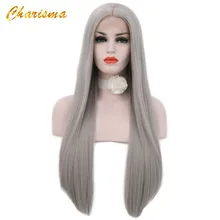 Charisma синтетические парики на кружеве для черных женщин 26 дюймов длинные прямые волосы с натуральной линией волос парик на кружеве серые парики