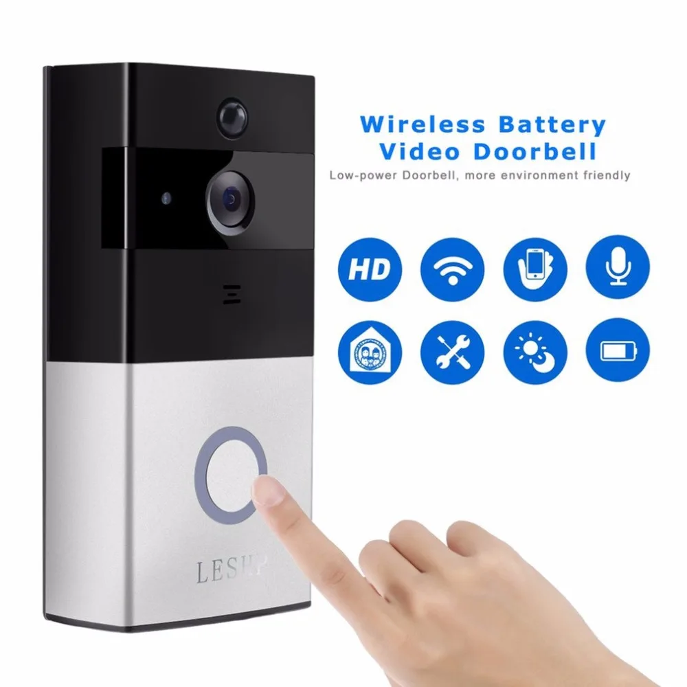 

LESHP 1080P Wireless WiFi Video Doorbell HD 2.4G IOS&Android Phone Remote PIR Motion Two-way Talk Home Alarm Security Doorbell