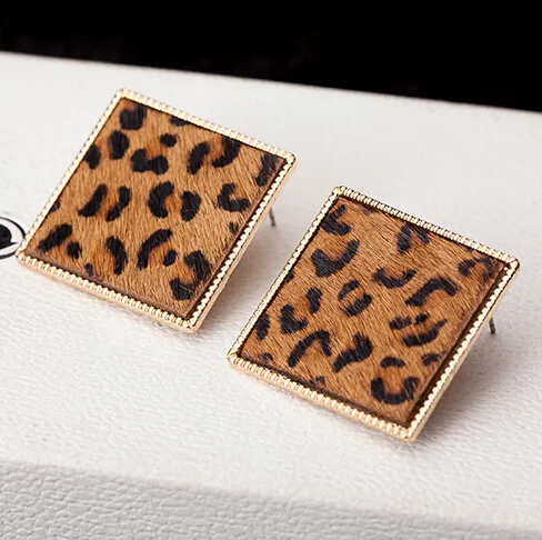 New Fashion Women Rhombus Leopard Stud Earrings Elegant Female New Fashion Women Rhombus Leopard Stud Earrings Elegant Female Earring Jewelry In From Accessories On Aliexpress