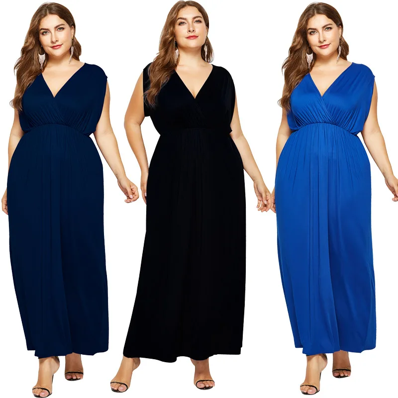 

Summer hot new high waist women's dress fashion V-neck ladies dress pleated sexy women's dress large size casual ladies dress