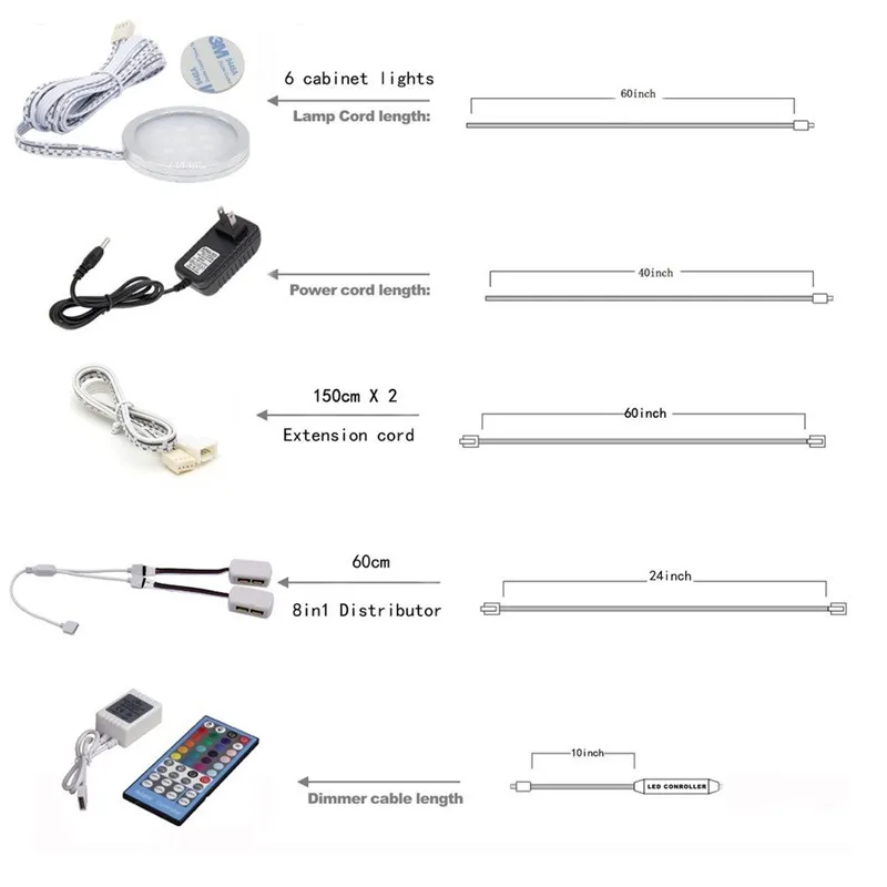 RGBW rgb+white under cabinet led lights kit 01