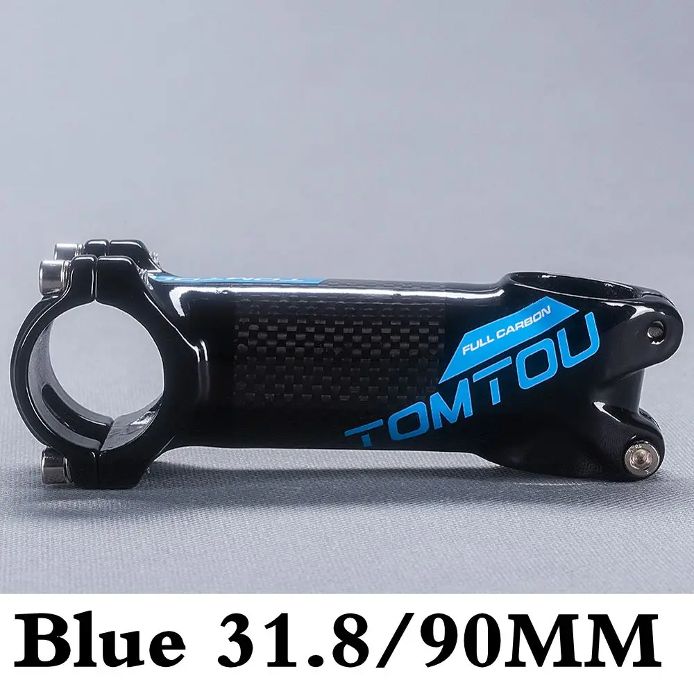 Из карбонового волокна от tomtou+ алюминиевый сверхлегкий MTB велосипедный вынос руля, шоссейный велосипед аксессуары для горных велосипедов 3 K глянцевый синий-T42T09 - Цвет: 90mm