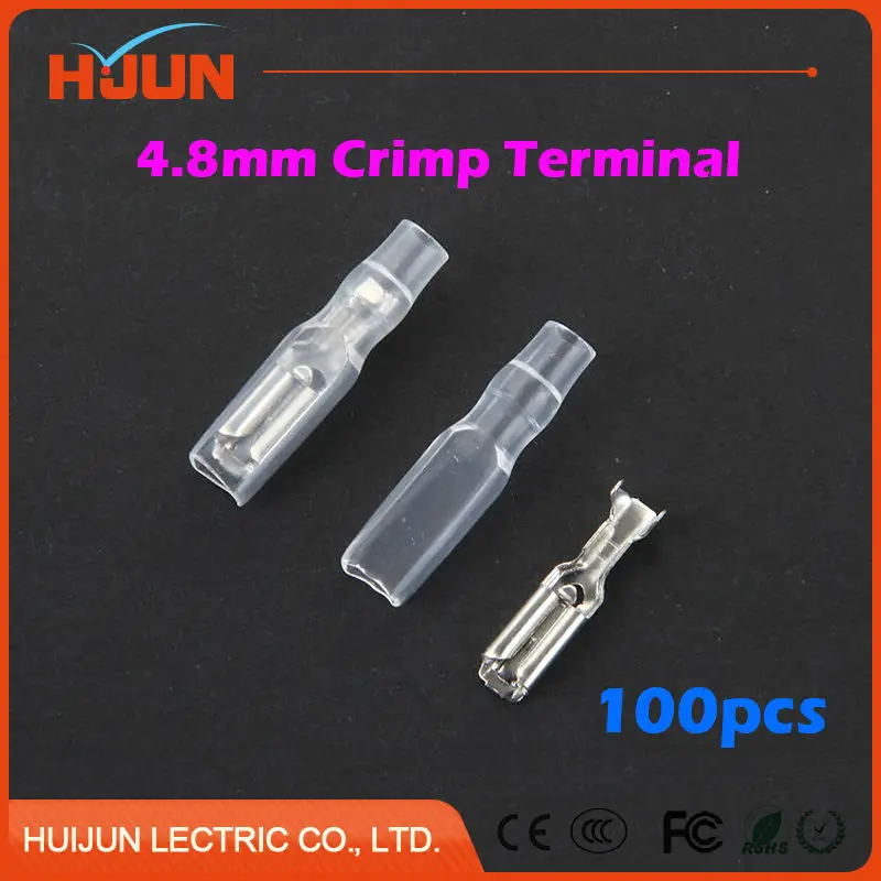 

100pcs/lot 4.8mm Crimp Terminal Splice Female Spade Connector Splice With Case