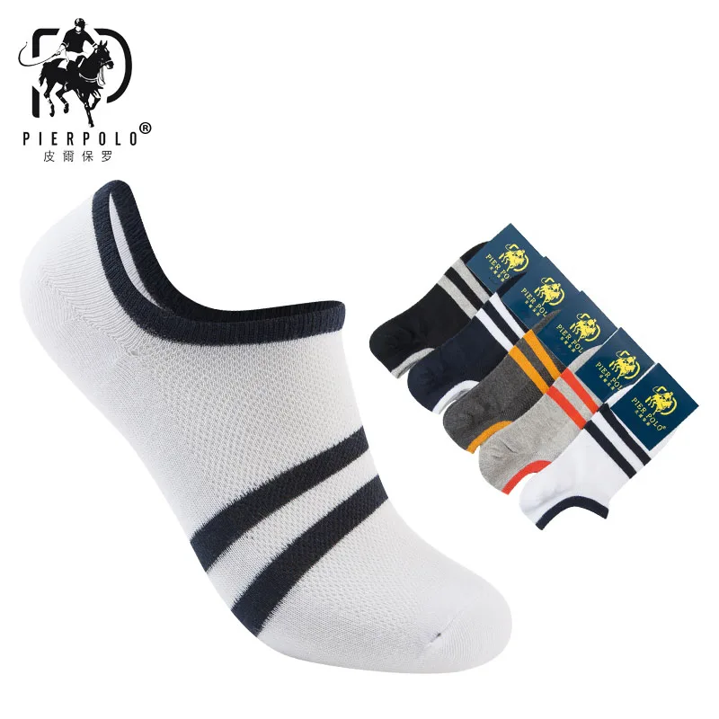 Мужские хлопковые носки PIERPOLO летние короткие в полоску meias 2019|men's socks short|striped mensmen