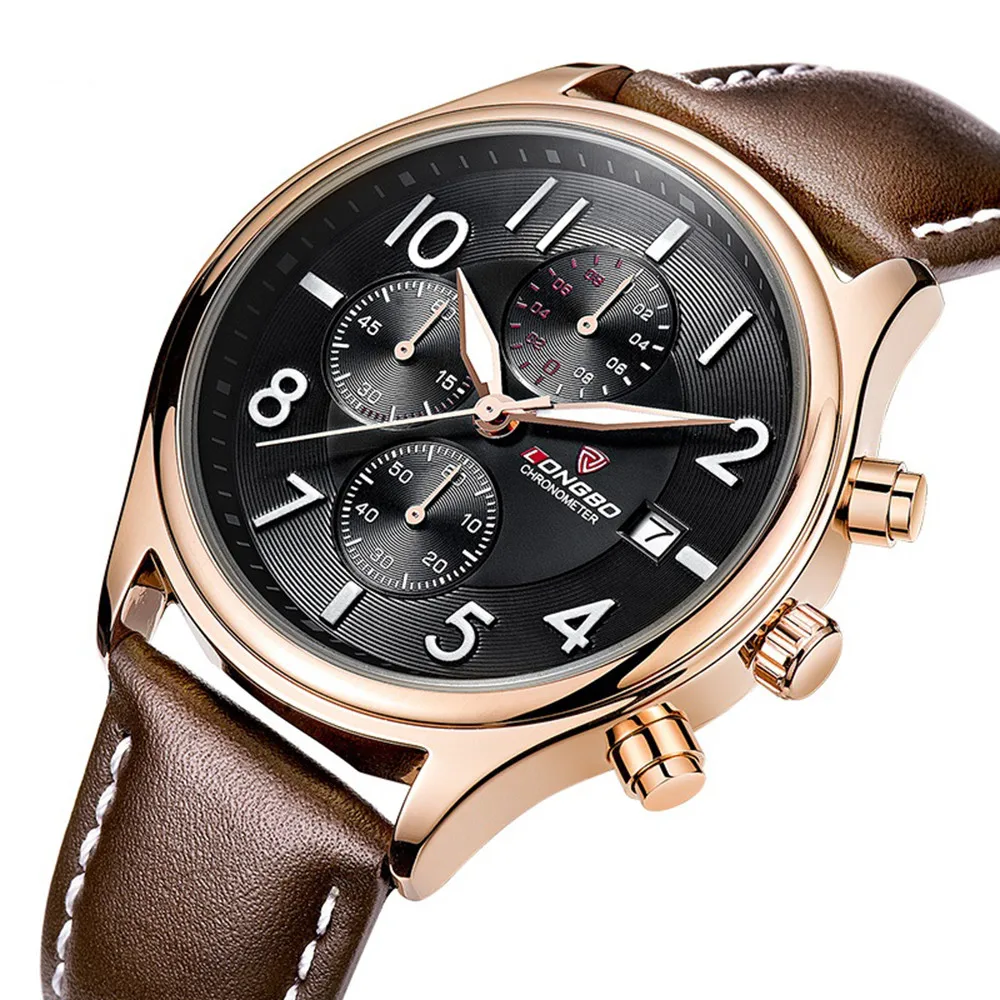 

Sports Mens Watches Top Brand Luxury Watch Men High Quality Leather Waterproof Quartz Wrist Watches For Men Clock Relojes Hombre