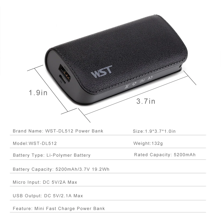 WST Portable Power Bank PoverBank Battery Pack Mobile External Battery Power Bank For iPhone 6 7 Samsung Phone 5200mAh Powerbank (8)