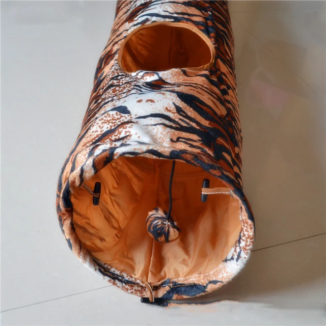 Pet Tunnel Cat Printed Leopard Tiger Lovely Kitten Tunnel Toy With Ball Play Fun Toy Tunnel Bulk Cat Toys Rabbit Play Tunnel
