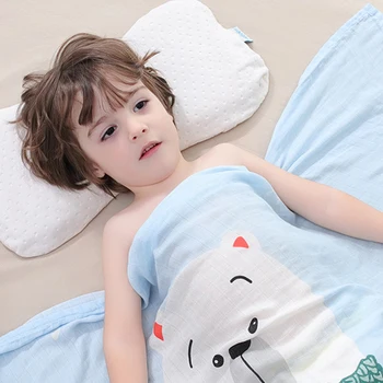 

2 Layers Bamboo Blanket Gauze Bath Towel For Newborn Baby Swaddle Sack Blanket Cartoon Muslin Summer Soft Thin Baby Quilt