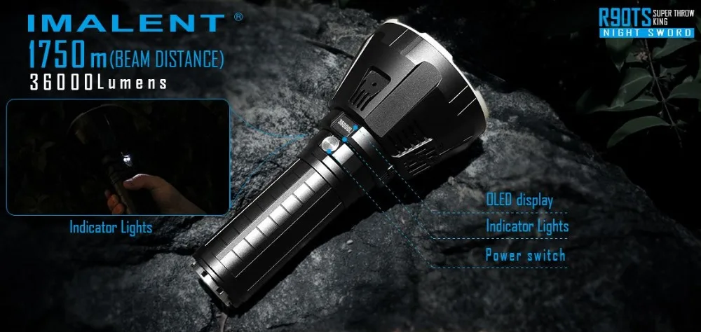 IMALENT R90TS Flashight NIGHT SWORD 1750 м 36000 люменов oled-дисплей