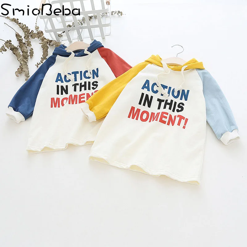

Autumn Children' Yellow & Blue Dresses Girls Korean Dress, Baby Girl's Print Letter Pattern Cap and Guard Hooded Dress Cotton